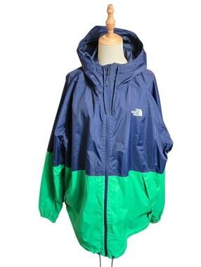 The North Face Navy & Green Colorblock Hooded Windbreaker